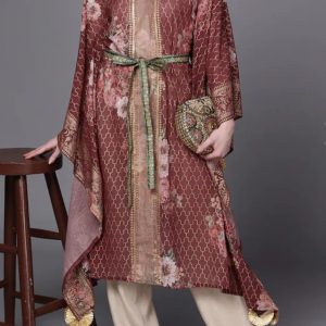 women floral printed flared sleeves kaftan kurta